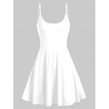 

Summer Spaghetti Strap Plain Flare Dress, White