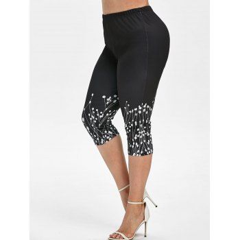

Plus Size Printed Cropped Skinny Leggings, Black