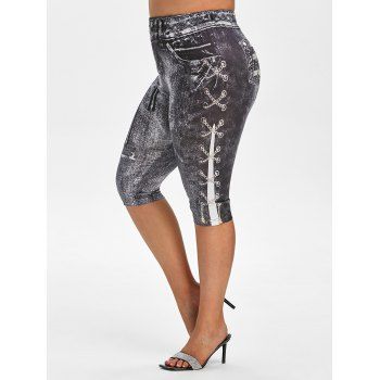 Image of Plus Size D Jean Print Skinny Cropped Jeggings