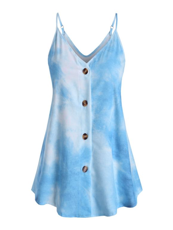 Haut à Bretelle Boutonné Teinté de Grande Taille - Bleu clair 2XL