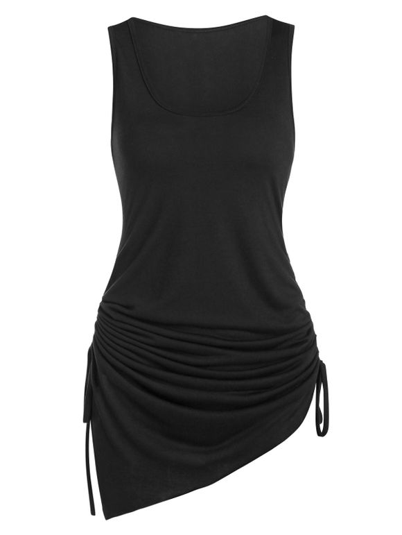 Débardeur Asymétrique Plissé à Lacets - Noir 3XL