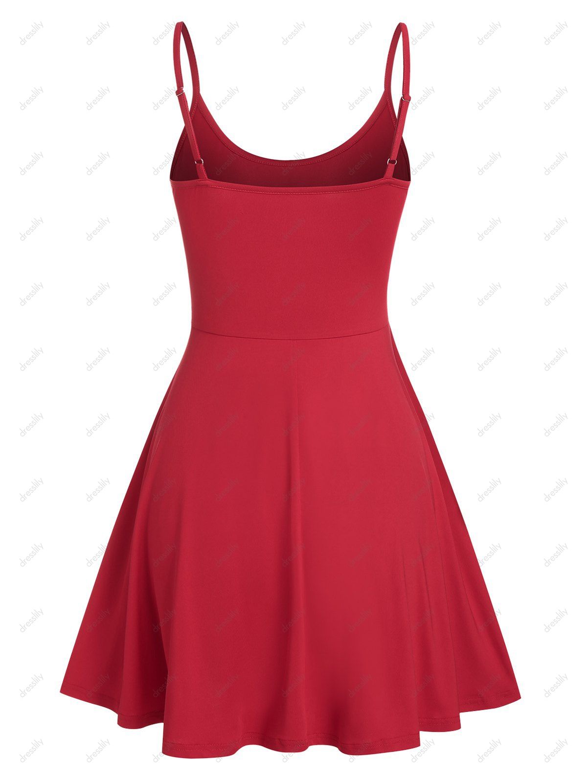 [43% OFF] 2021 Spaghetti Strap Plain Flare Dress In RED | DressLily