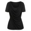T-shirt Chiné Superposé à Col Bénitier - Noir 2XL