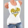 Débardeur Graphique Tournesol Imprimé de Grande Taille - Blanc 5X