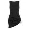 Débardeur Asymétrique Plissé à Lacets - Noir 2XL