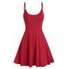Robe d'Eté Evasée Simple à Bretelle Fine - Rouge 3XL