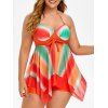 Maillot de Bain Tankini Teinté en Maille de Grande Taille à Col Halter - multicolor 3X