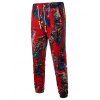 Pantalon de Jogging Imprimé Plume Tribale - Rouge Lave XL