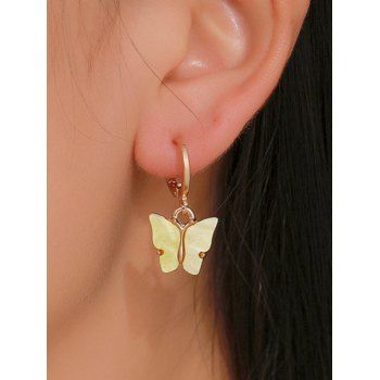 

Pendant Butterfly Small Hoop Earrings, Yellow