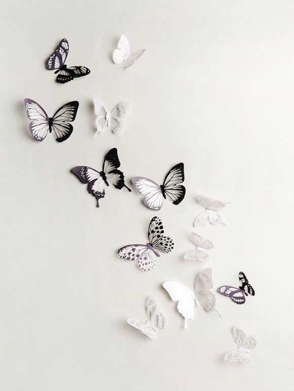 Autocollants Muraux Motif de 3D Papillon - multicolor A 18PCS