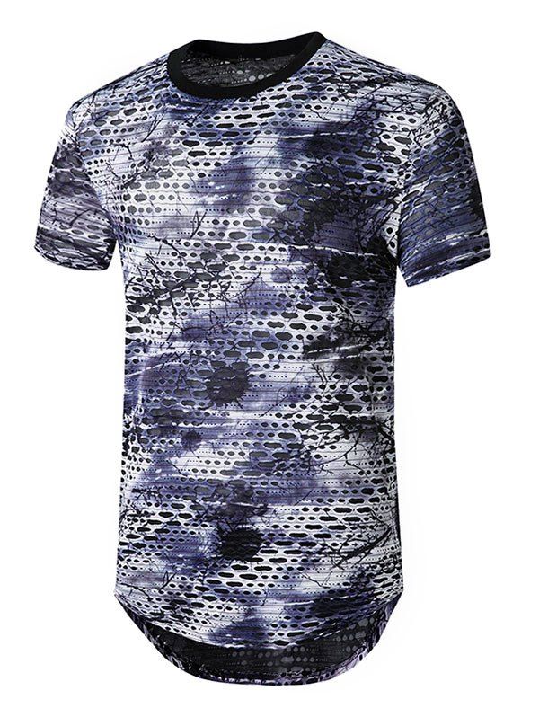 T-shirt Long Teinté Transparent avec Trou - Gris Foncé M