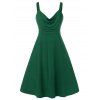 Robe en Couleur Unie sans Manches Grande Taille à Volants - Vert profond 5X