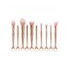 10 Pièces Ensemble de Pinceaux à Maquillage Ombrés en Forme de Sirène - Orange d'Or 10PCS