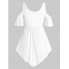 Plus Size Cold Shoulder Sequin Embellished V Neck T Shirt - WHITE L