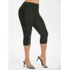 Legging Court Plissé de Grande Taille - Noir 3X