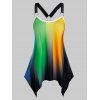 Débardeur Mouchoir Rayé Ombré avec Anneau Grande Taille - multicolor 5X