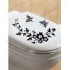 Autocollants Muraux Motif de Vigne Fleur et de Papillon Décoration Maison pour Salle de Bain - Noir 30X30CM