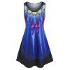 Plus Size Abstract Pattern Round Neck Long Tank Top - BLUE L
