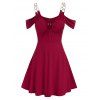 Robe de Bal à Bretelle à Epaule Dénudée avec Chaîne - Rouge Vineux L