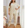 Ensemble Pyjama Banane Amusant Imprimé à Manches Courtes Grande Taille - Blanc 2XL
