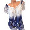 Blouse Florale Imprimée en Couleur Ombrée Grande-Taille - Blanc 5XL