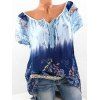 Blouse Florale Imprimée en Couleur Ombrée Grande-Taille - Bleu clair 5XL