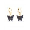 Boucles d'Oreilles Au Crochet Papillon Pendant - Noir 