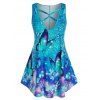 Débardeur Papillon Croisé de Grande Taille - Paon Bleu 5X