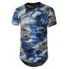 T-shirt Long Teinté Transparent avec Trou - Bleu XL