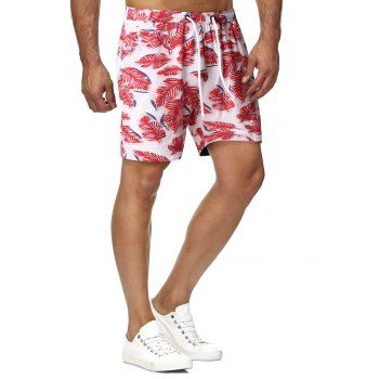

Leaves Print Drawstring Bohemian Shorts, Multicolor
