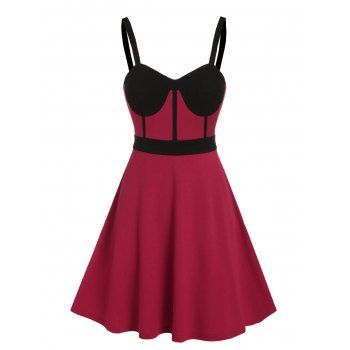

Two Tone Bowknot A Line Party Dress, Red wine