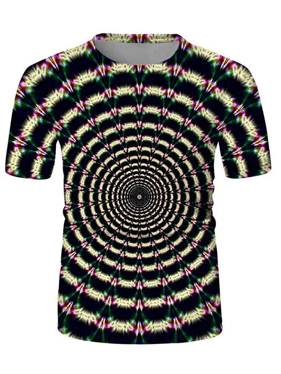 T-shirt Décontracté Graphique Spiral à Col Rond - multicolor 3XL