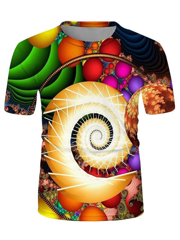 T-shirt Décontracté Graphique Ballon Coloré en Spirale à Col Rond - multicolor M