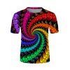T-shirt 3D Tourbillon Coloré Imprimé à Col Rond - multicolor 3XL