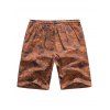 Drawstring Tropical Leaves Print Beach Shorts - BROWN XL
