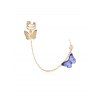 Bijou d'Oreille Papillon Pendant en Strass avec Chaîne - Pourpre 
