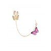 Bijou d'Oreille Papillon Pendant en Strass avec Chaîne - Rose 