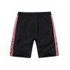 Block Side Letter Graphic Drawstring Casual Shorts - BLACK 2XL