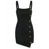 Robe Moulante Côtelée Boutonnée - Noir 2XL