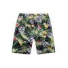 Drawstring Tropical Print Shorts - multicolor S