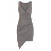 Robe Fourreau Asymétrique Superposée sans Manches - Taupe L