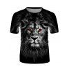 T-shirt Décontracté Graphique Lion Foncé à Col Rond - multicolor 2XL