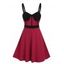 Two Tone Bowknot A Line Party Dress - RED WINE L
