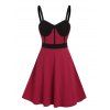 Robe de Soirée Ligne A Bicolore avec Nœud  Papillon - Rouge Vineux 2XL