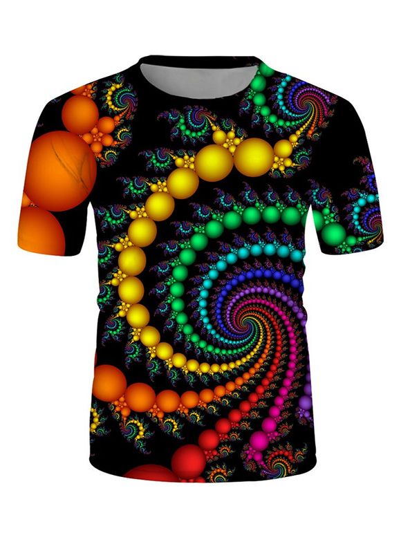 T-shirt 3D Boule Colorée Tourbillon Imprimée à Manches Courtes - multicolor 3XL