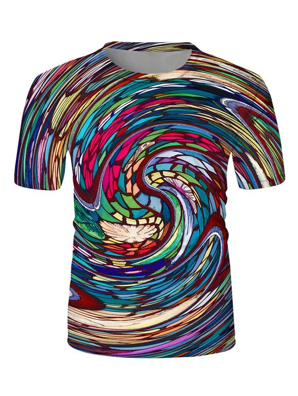 T-shirt Graphique à Imprimé Vortex Coloré - multicolor 2XL