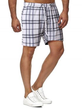 Drawstring Plaid Pattern Casual Shorts