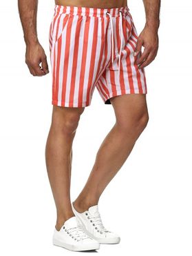 Contrast Color Stripes Pattern Beach Shorts