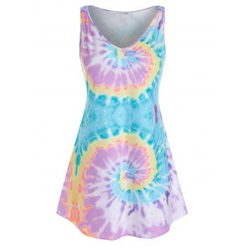

Plus Size Spiral Tie Dye Print Tunic Tank Top, Light purple