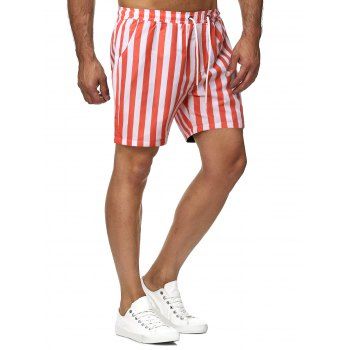 

Contrast Color Stripes Pattern Beach Shorts, Multicolor